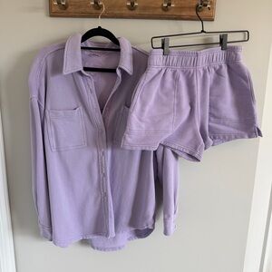 Aerie Lavender Shirt + Shorts Set